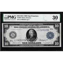 1914 $10 Federal Reserve Note San Francisco Fr.950 PMG Very Fine 30