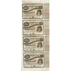 Uncut Sheet of (4) State of Louisiana Baby Bond Obsolete Notes