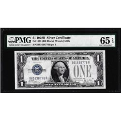 1928B $1 Silver Certificate Note Fr.1602 PMG Gem Uncirculated 65EPQ