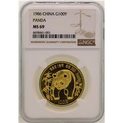 1986 China 100 Yuan Gold Panda Coin NGC MS69