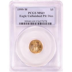 1999-W $5 American Gold Eagle Coin PCGS MS69 Unfinished PR Dies