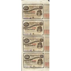 Uncut Sheet of (4) State of Louisiana Baby Bond Obsolete Notes