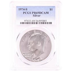 1974-S $1 Proof Eisenhower Silver Dollar Coin PCGS PR69DCAM