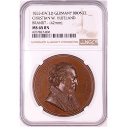 1833 Germany Bronze Christian W. Hufeland Brandt 42mm Medal NGC MS65BN