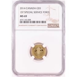 2014 Canada $5 1st Special Service Force Commemorative Gold Coin NGC MS69