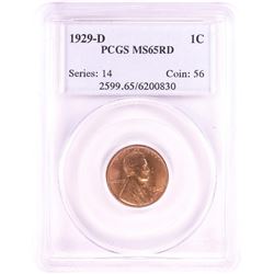 1929-D Lincoln Wheat Cent Coin PCGS MS65RD