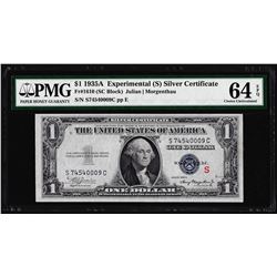 1935A $1 Experimental "S" Silver Certificate Note PMG Choice Uncirculated 64EPQ