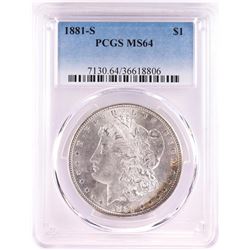 1881-S $1 Morgan Silver Dollar Coin PCGS MS64 Nice Toning