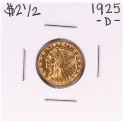 1925-D $2 1/2 Indian Head Quarter Eagle Gold Coin