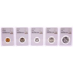 1958 (5) Coin Proof Set Graded NGC PF66/67