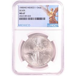 1985Mo Mexico 1 Onza Libertad Silver Coin NGC MS67