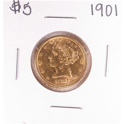 1901 $5 Liberty Head Half Eagle Gold Coin