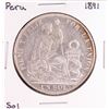 Image 1 : 1891 Peru Un Sol Silver Coin