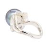 Image 3 : 18KT White Gold 0.46 ctw Diamond and Tahitian Pearl Ring