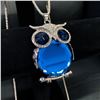 Image 2 : Semi-Precious Blue Stone Owl Pendant Cuban Chain