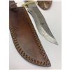Image 2 : 13" Inlaid Wood & Brass Handle Damascus Hunting Knife