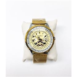 LA Banus Gold Skeleton Dial Watch Japanese Quartz Shark Mesh