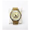 Image 1 : LA Banus Gold Skeleton Dial Watch Japanese Quartz Shark Mesh