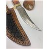 Image 2 : 10" Inlaid Wood & Brass Handle Damascus Hunting Knife