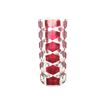 Image 1 : French Red & White Glass Vase With Alternating Panels Of Clear Shapes And Red Hexagons