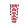 Image 2 : French Red & White Glass Vase With Alternating Panels Of Clear Shapes And Red Hexagons