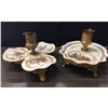 Image 1 : Pair of Rare Old French Painted Porcelain On Guilt Candle Holders