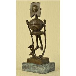 Skeleton Sunshine Picasso Style Bronze Metal Sculpture Abstract Cubism Modernism 16  x 6 