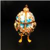 Image 3 : Enameled Faberge Inspired Egg With Semi- Precious Stones