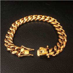 Mens 18KT Gold Plated Cuban Link Bracelet