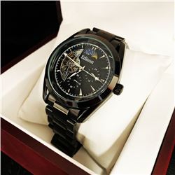 Mens L.A Banus Formal Black Dial Chronograph Genuine Leather Band Watch