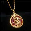 Image 2 : Chinese Carved Red Jade In Gold Dragon Mount