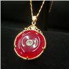 Image 3 : Chinese Carved Red Jade In Gold Dragon Mount