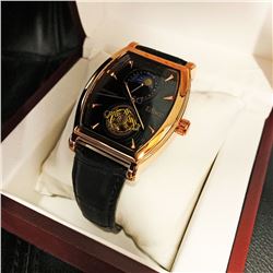 Mens L.A. Banus Classical Edition Gold Dial Chronograph Genuine Leather Band Watch