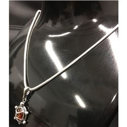 Baltic Amber 925 Silver Plated Tortoise Pendant Necklace On A 925 Silver Plated Snake Link Chain