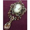 Image 1 : Ladies Rhinestone Floral Cameo Broach