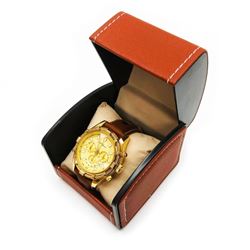 Mens L.A Banus Yellow Gold & Genuine Leather Band Chronograph Watch