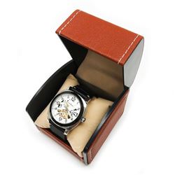 Mens L.A Banus Quicksilver Finish Semi-skeleton Genuine Leather Band Watch