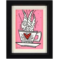 Romero Britto- Giclee on Canvas "So Good Pink Mini"