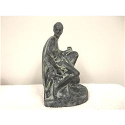 Vintage Metal Statue, Bookend, Roman Classical Man