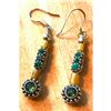 Image 1 : Roman Glass, Sterling, Emerald & Peridot Gemstone Earrings