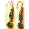 Image 2 : Roman Glass, Sterling, Emerald & Peridot Gemstone Earrings