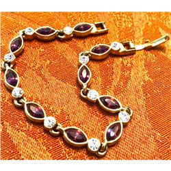 Amethyst & Crystal Gold Plated Bracelet