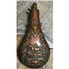 Image 1 : 19th Century Ornate Hunting Dog Scene Brass Powder Flask