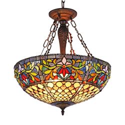 Tiffany-style Stained Glass Inverted Ceiling Pendant