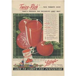 1940's Libby's Tomato Juice Kitchen/ Restaurant Magazine Ad