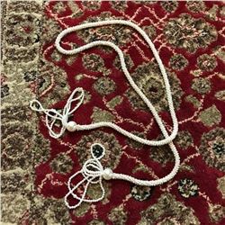 Vintage Seed Bead Faux Pearl Lariat Necklace