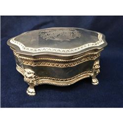 Silver-plated Lion Crest Jewel Trinket Box