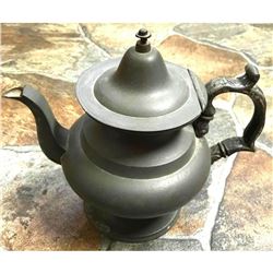 Rare 19thc Antique L. J. Curtiss Pewter Teapot