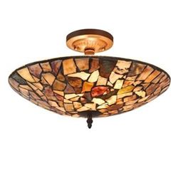 Transitional Mosaic Stone Semi-flush Ceiling Fixture Light