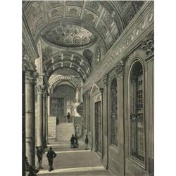 19thc Wood Engraving, Portico of the Pazzi Chapel, Cloister of Santa Croce Florence Italy